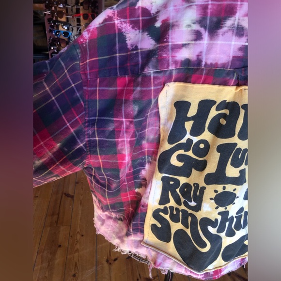 Cropped Upcycled Flannel Patch Shirt - Picture 9 of 9